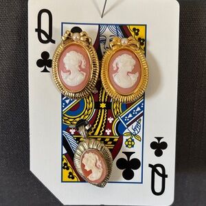 Matching cameo earrings and pendant